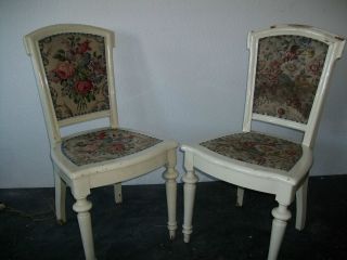 Antik 2 Stühle Stuhl Shabby Chic Landhaus Franske Weiß Vintage Bild