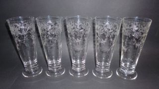 5 Jugendstil Kristall Glas Trink Gläser Herrliche Ätzung Floral Girlande Um 1900 Bild