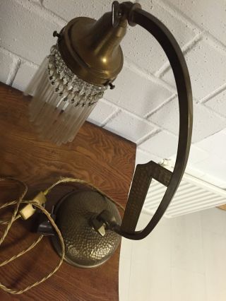 Antike Jugendstil Lampe Tischlampe Schreibtischlampe Mit Glasstäben Verstellbar Bild