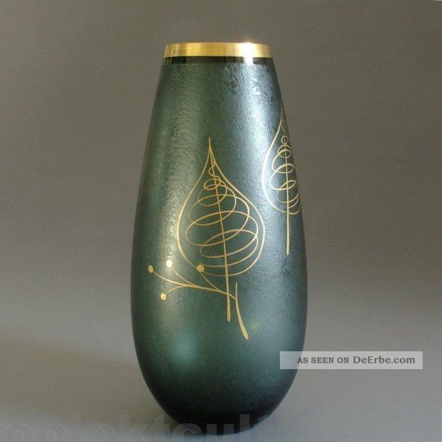 50s Glas Vase By Füger & Taube Vase Golddekor Gio Ponti Fornasetti Era 1950er 1950-1959 Bild