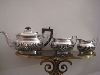 Teeservice Antik Versilbert Englisch Teekanne Zuckerdose Milchkanne Ca.  Um 1900 Bild