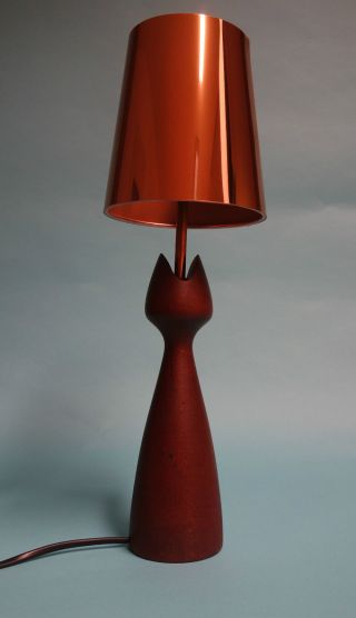 Originelle Künstler Teakholz Tisch Lampe Aus Den 60er Jahren Mid Century 