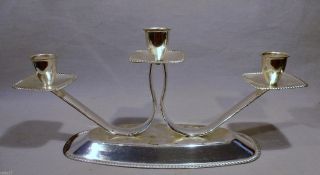 50/60er J.  Silber Leuchter 3 - Flammig Art Deco Design Kerzenständer - Halter Versi Bild