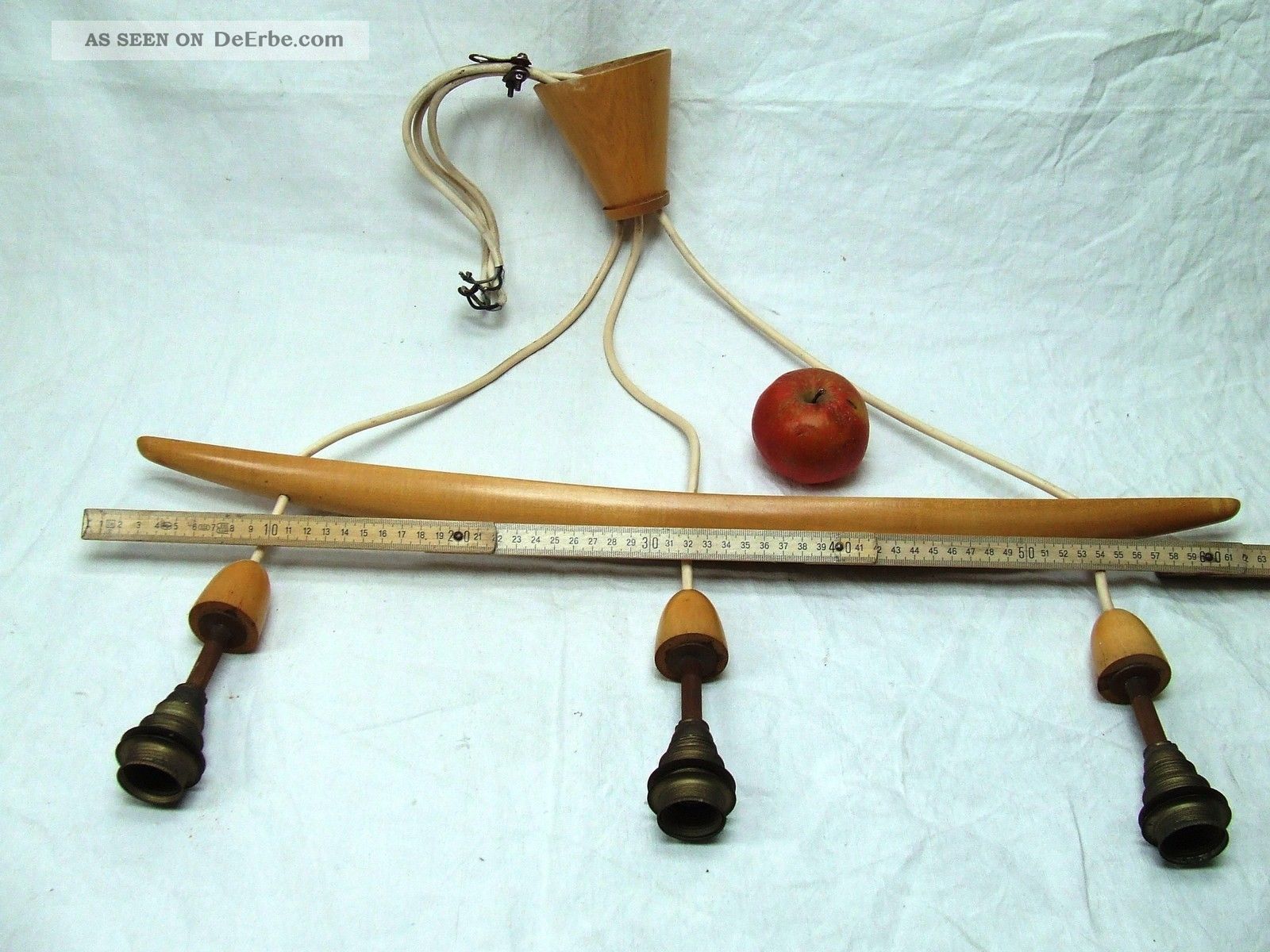 Temde 50er / 60er Jahre Hänge Lampe Decken Leuchte Buche. 1950-1959 Bild