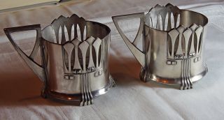 2 Teeglashalter Tee Glas Halter Wmf Jugendstil Art Deco Bild