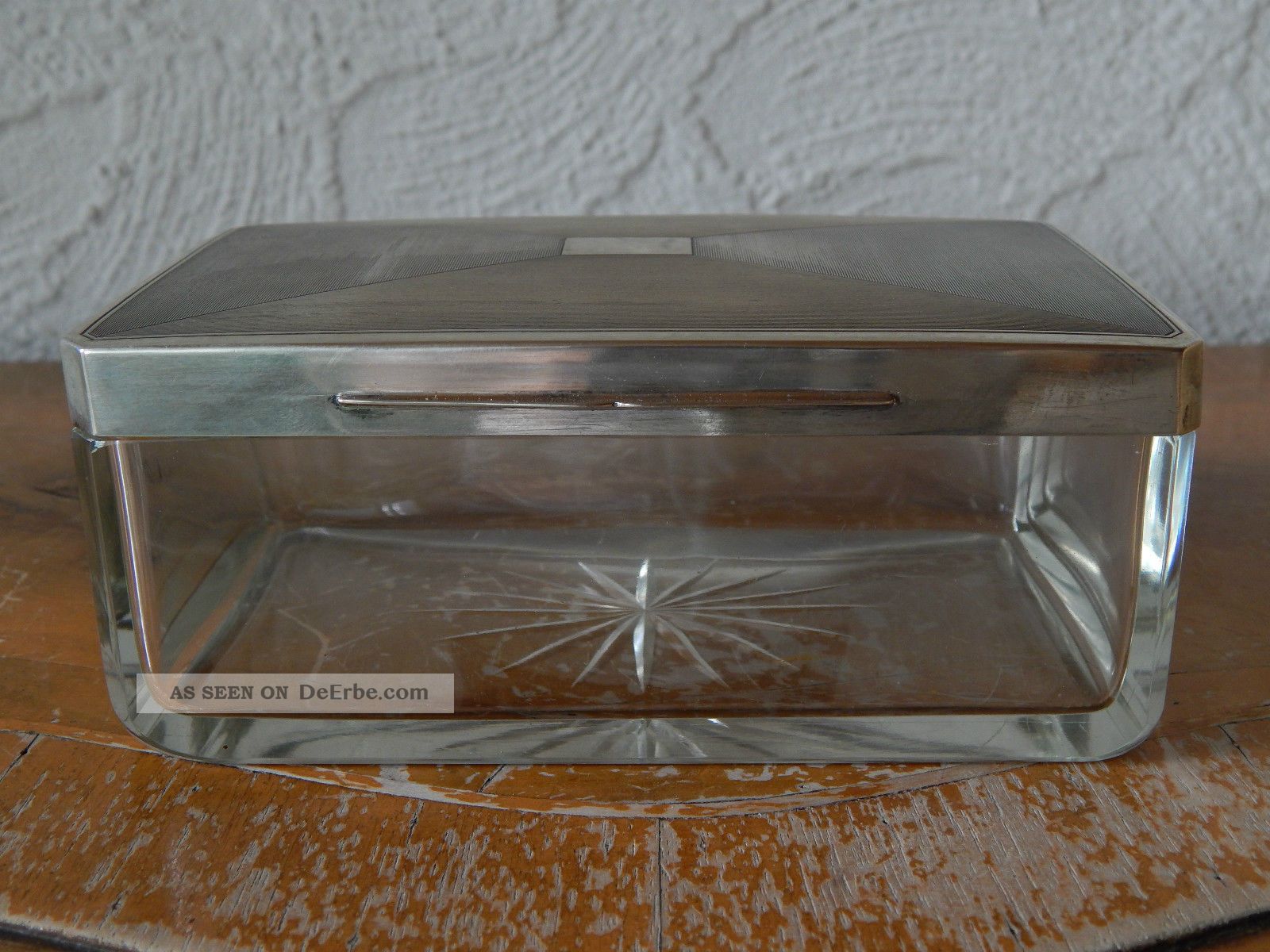 Art Deco Glasdose Mit 800er Silberdeckel,  Deutsch Um 1930. Objekte vor 1945 Bild
