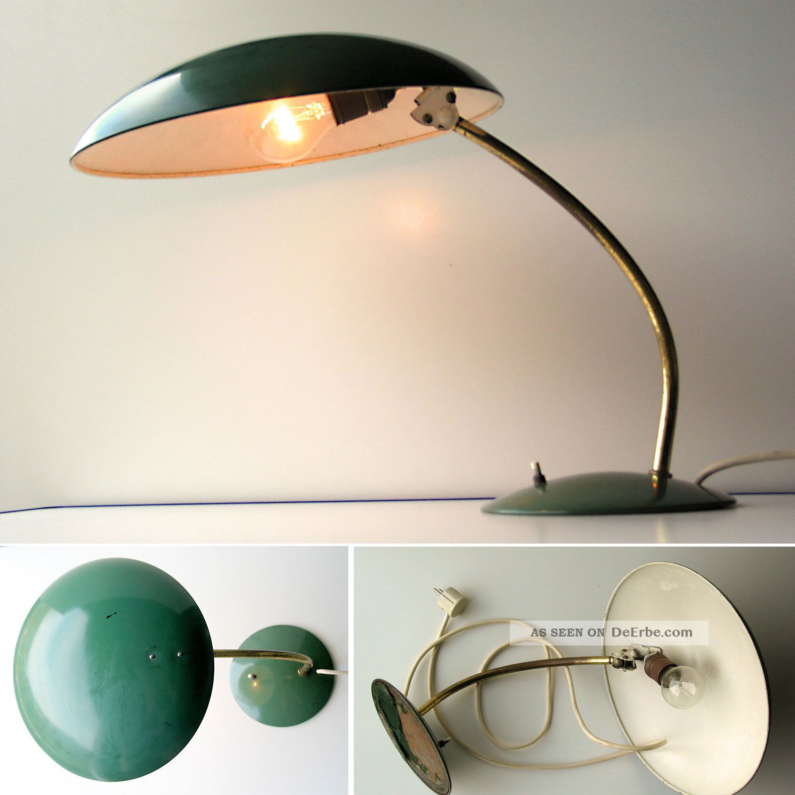 Alte Arbeitsleuchte Metall Grün Schreibtischlampe 50er 60er Jahre Vintage Xxlabb 1950-1959 Bild