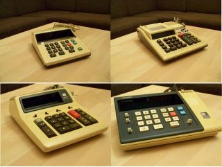 Sharp Tischrechner Calculator 4 Stück Compet Modelle 70ies Vintage Bild