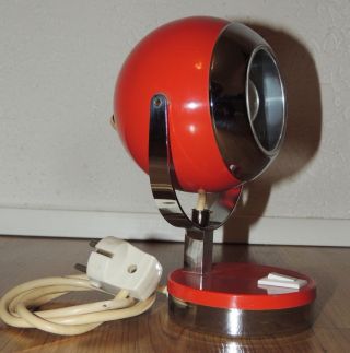Tolle Tischlampe / Nachttischlampe 60er / 70er Jahre In Rot Und Chrom Bild