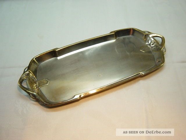 Wmf Jugendstil Tablett / Schale Straußenmarke 1890-1919, Jugendstil Bild