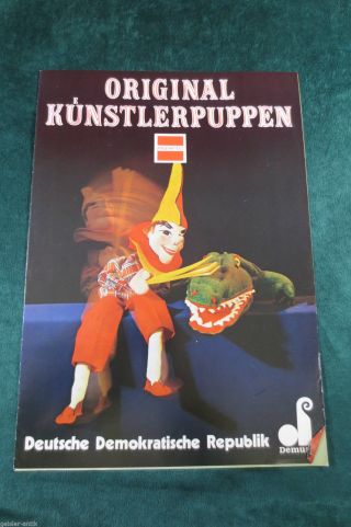 Seltene Reklame Katalog 1979 Küstlerpuppen Dresden Marionetten Mecki Indianer Bild
