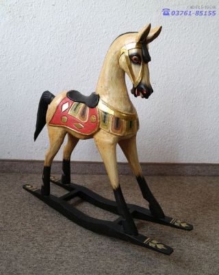 Deko - Schaukelpferd Dekoration Pferd Holzpferd Rustikal Mahagoni Handarbeit Bild