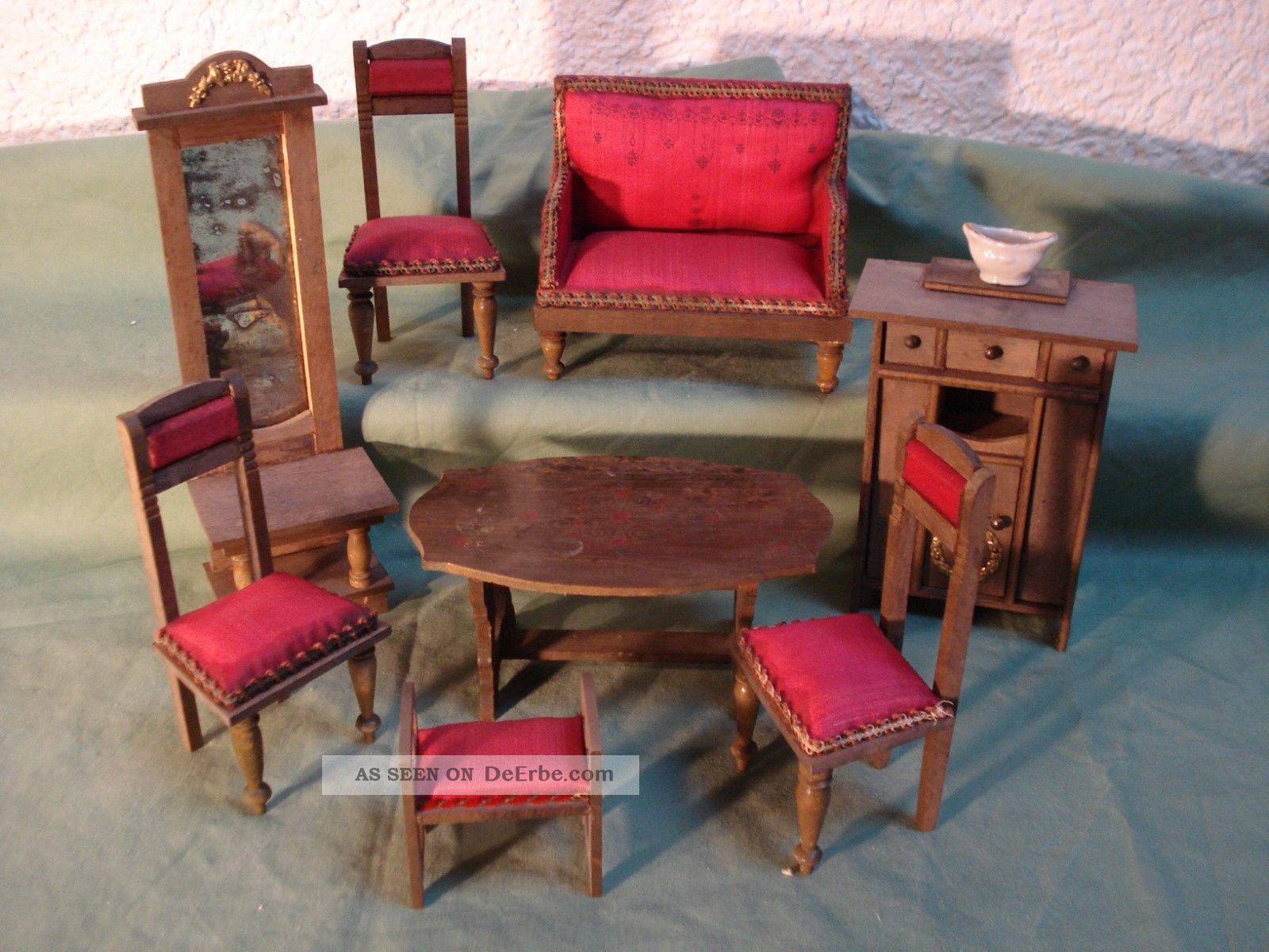 9 - Teilige Jugendstil Salonmöbel,  Schöner Kompletter Um 1900 Original, gefertigt vor 1970 Bild