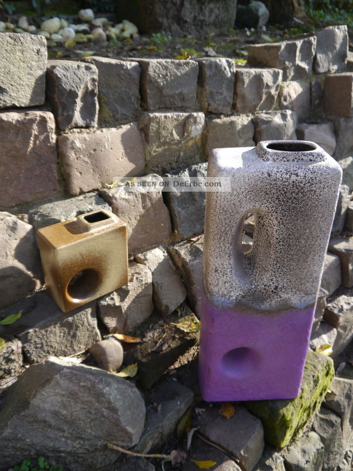 Zwei Seltene,  Viereckige 50er - Jahre Keramik - Vasen In 1950-1959 Bild