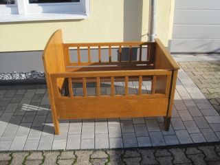 Kinderbett Bett Holz Braun 110x75 Aus 50er 60er - Jahre Rarität Bild