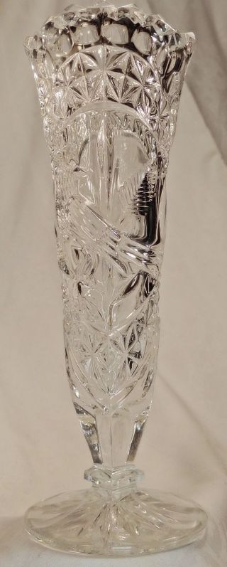 Ausgefallene Vase Bleikristall Motiv Singvogel Auf Zweig Bild