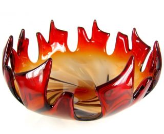 Murano Design Glas Schale / Zipfelschale Italy Glass Bowl Sommerso 27cm Bild