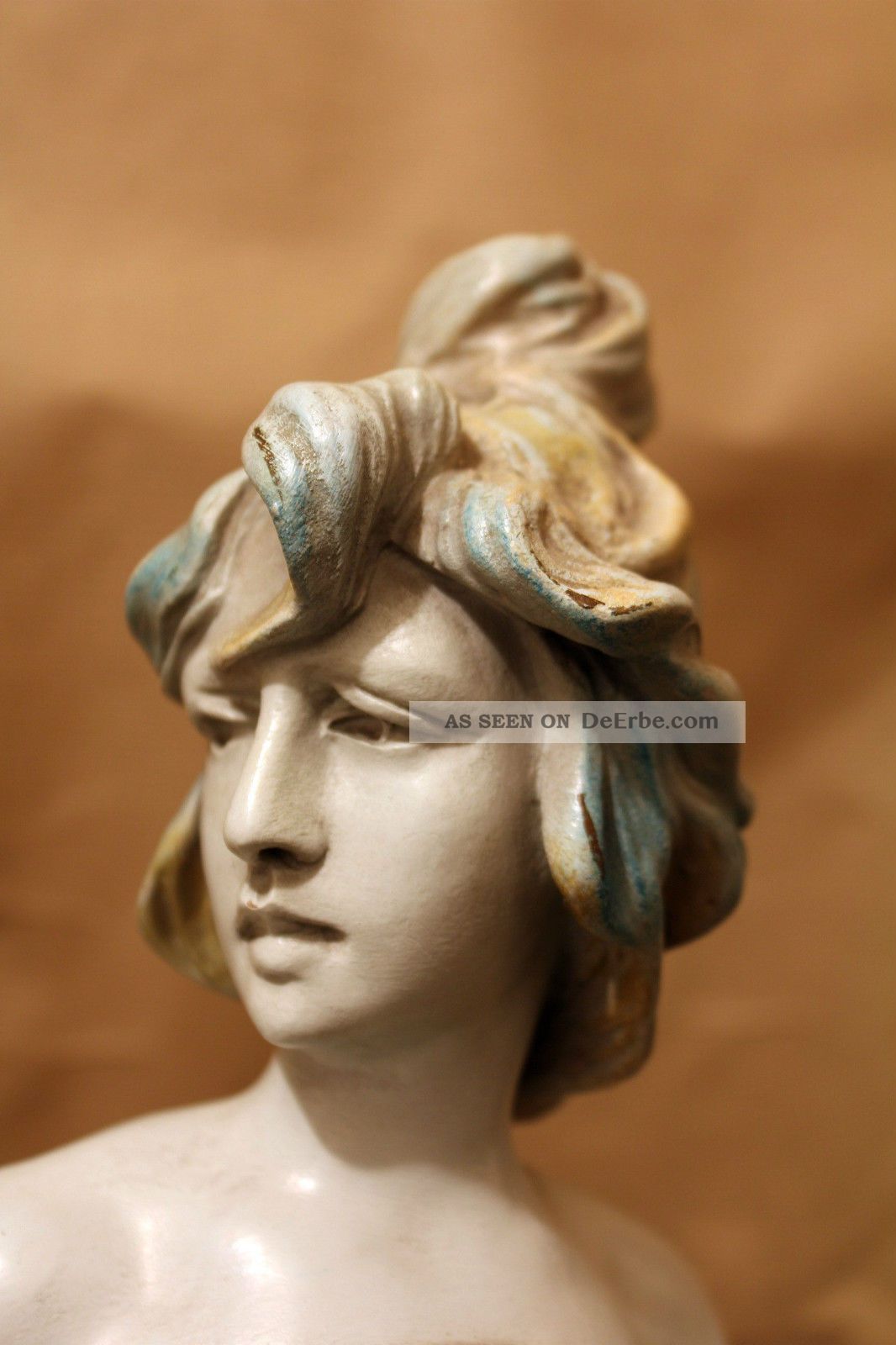 Jugendstil Figur Skulptur Keramik 1900 Sign.  Anton Nelson,  Adanine Gouda 60cm 1890-1919, Jugendstil Bild
