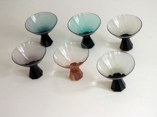 Friedrich Kristall Glas: 6 Likör Schalen,  Buntglas,  50er/ 60er,  Vintage,  60er, Bild