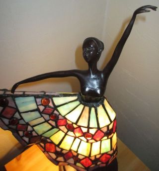 Tischlampe Im Jugendstil Tiffany Lampe Balletttänzerin Figur Bronze Bild