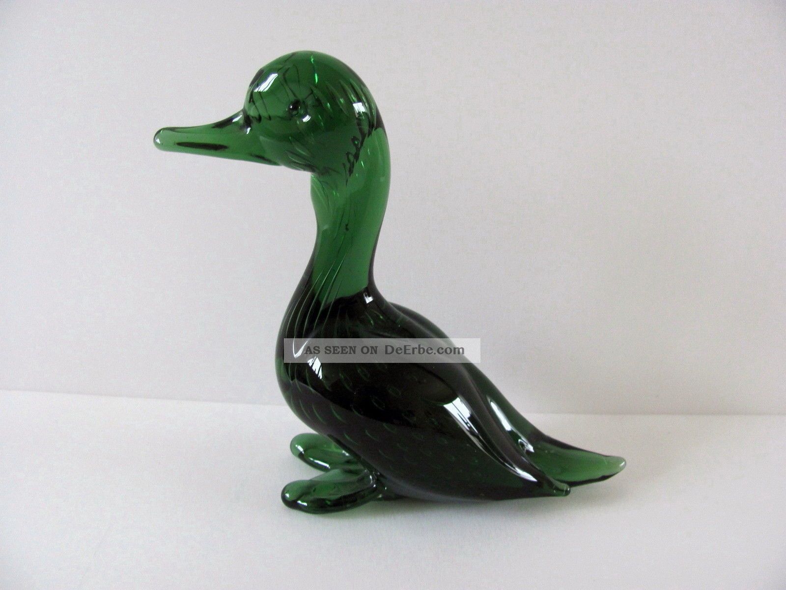 Murano - Glas Figur: Ente,  Sitzend,  Grün,  Sehr Detailliert,  Höhe Ca.  16 Cm Glas & Kristall Bild