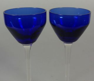 2 Antike Jugendstil Likörgläser Gläser Glas Likörglas Blau 14cm Hoch Um 1900 Bild