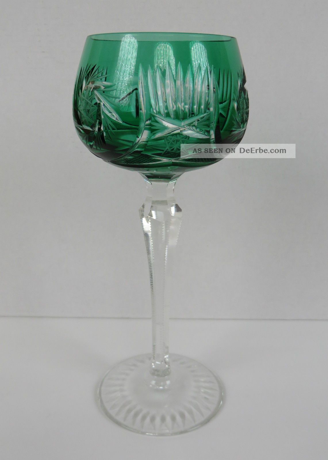 Weinrömer Römer Glas Grün Smaragdgrünes Kristallglas Bleikristall Überfangglas Kristall Bild
