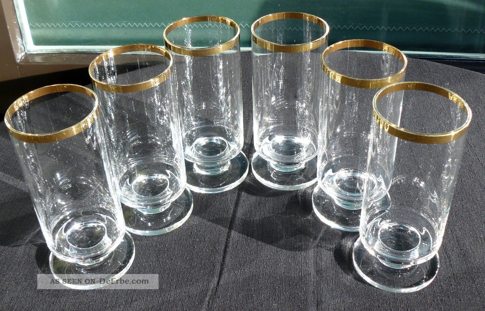 Stilvolle 6 Longdrinkgläser/wassergläser Mit Goldrand 0,  2l Vintage 70er Jahre Glas & Kristall Bild