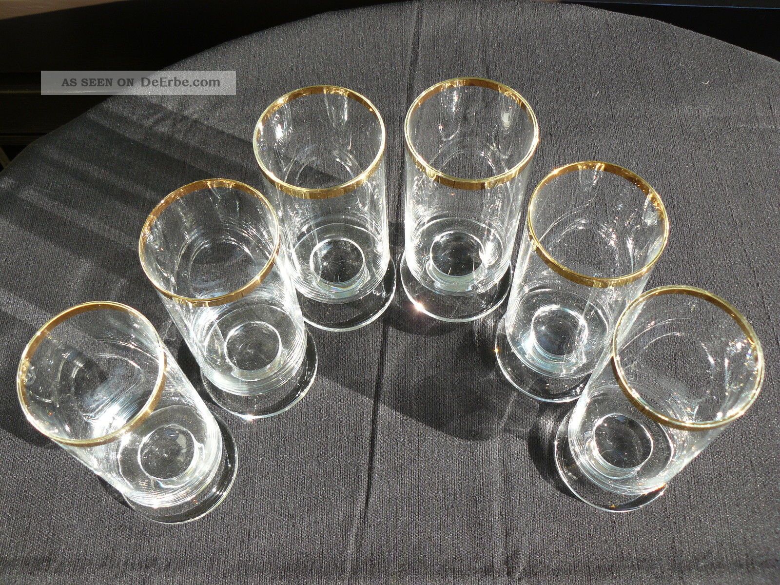 Stilvolle 6 Longdrinkgläser/wassergläser Mit Goldrand 0, 2l Vintage 70er Jahre