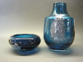 2 X Murano - Glas,  Alt,  Vase U Schale,  Blau,  Silberf.  Einschlüsse Maritim,  Meer Bild
