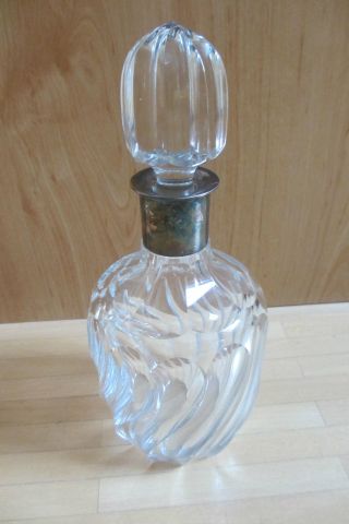 Bleikristall Glaskaraffe Silber 850 Für Whiskey Cognac 1.  300 Gr 25 Cm Bild
