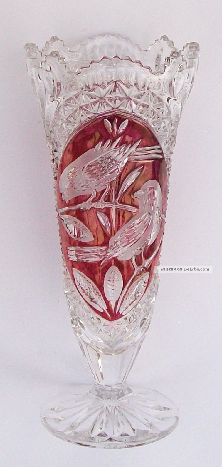 Vase,  Hofbauer,  Bleikristall / Kristall,  Rot,  Handarbeit,  26 Cm,  Wie Kristall Bild
