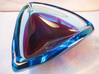 Murano Glasschale Um 1960 Cenedese ? Blau Rot Bild