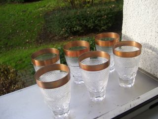 Josephinenhütte 6 Biergläser Wassergläser 10 Cm H Goldrand 1,  7 Cm Bild