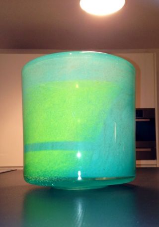 100 Orig.  Henry Dean Designer Vase Signiert  Aqua / Smaragd Grün Massiv Bild