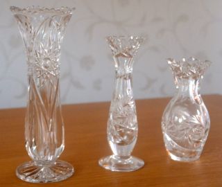 3 Wunderschöne Kristall Vasen Bleikristall Blumenvase Bild