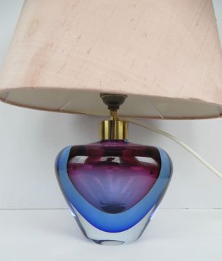 Murano Glas Lampe Tischleuchte Tischlampe Überfangglas Sommerso Tricolor Bild