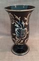 Rarität Art Deco Vase Silber Overlay Hyalithglas Schwarzglas Handgemalt Sammlerglas Bild 1