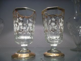 2 Exquisite Biedermeiergläser Um 1830,  Kristall Facettiert,  Feine Bemalung,  1 A Bild