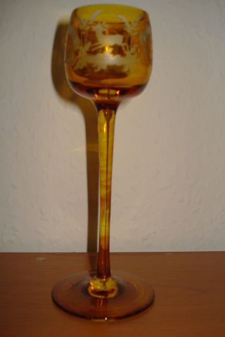 Jugendstil Glas Stengelglas - Eingeätzte Wald Und Flur Motive Bild