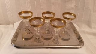5 Theresienthal Corona - Kristall Likör - Gläser Mit Mintonborde Bild