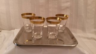 4 Theresienthal Corona - Kristall Wassergläser Mit Mintonborde Bild