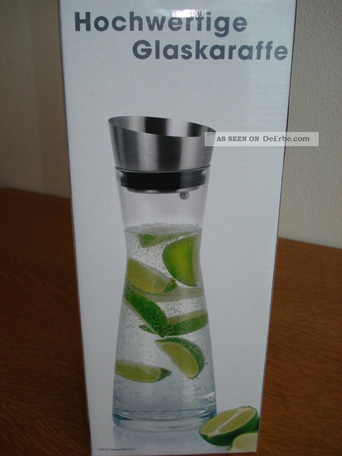 Hochwertige Glaskaraffe Deckel Aus Edelstahl Getränke Saft Kristall Bild