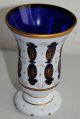 Tolles Kobaldblaues Trinkglas Mit Goldrand / Goldverzierungen - Weißes Emaille Sammlerglas Bild 1