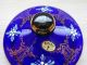 Glas Deckeldose Böhmen Dose Blau Bonbonniere Blüten Gold Antik Handarbeit Selten Dekorglas Bild 4