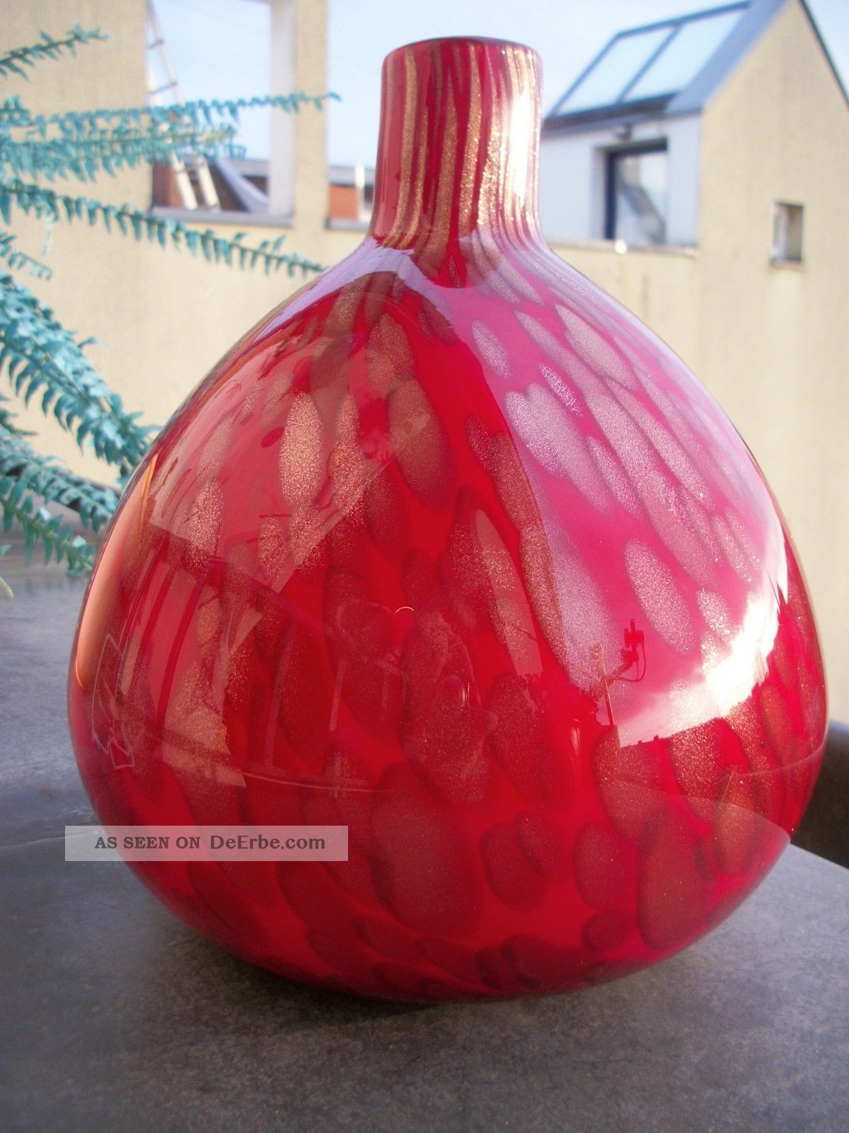 Xxl Murano Glas Skulptur Vase Rot Aventurin 2kg 300gr