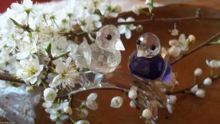 Klaus Und Bärbel Drexel - Glaskristall Vogelpaar - Blau Und Weiß - Frohes Fest Bild