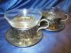 Nachlass Edel Verzierte Tassen Teetassen Für 2 Personen Aus Glas & Rein Zinn Glas & Kristall Bild 1