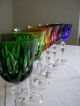 6 Wein Gläser Bleikristall Überfang Versch.  Farben Jugendstil Nachtmann - Rar Kristall Bild 6
