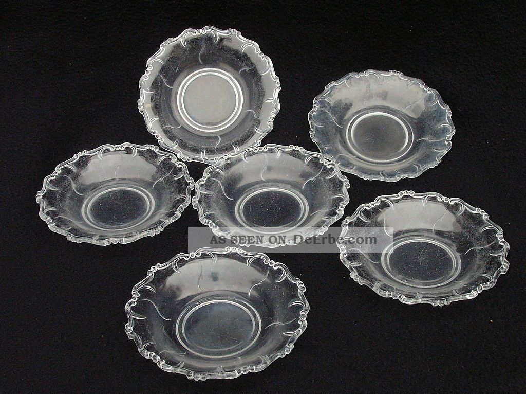 6  Alte Kleine Teller Pressglas Klar AdlerhÜtten 